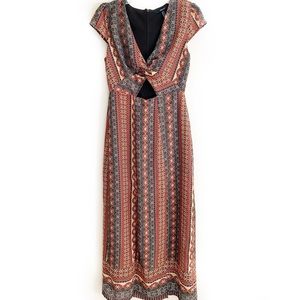FOREVER 21 Printed Front Cut Out Maxi Dress Medium